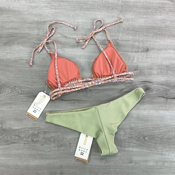 ☀️BILLABONG☀️ CHASE THE SUN TANLINES TANGA BIKINI SET - Picture 11 of 16